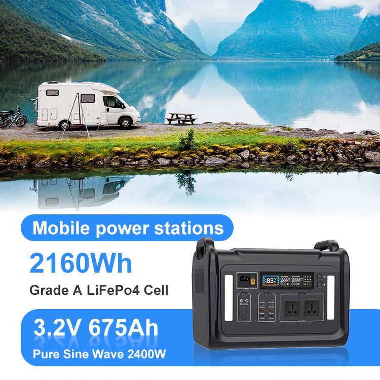 Outdoor Emergency Solar Power Station 2400W Portable Lithium Battery 2160Wh